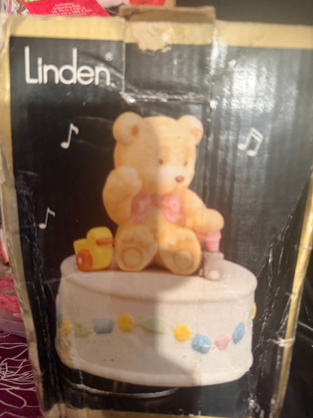 Linden Yellow Bear Music Box with Pink Bow